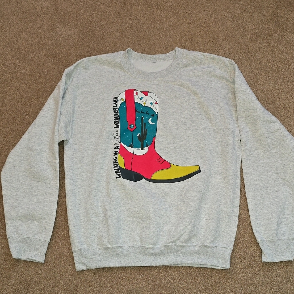 Light Gray Graphic Womens Sweater